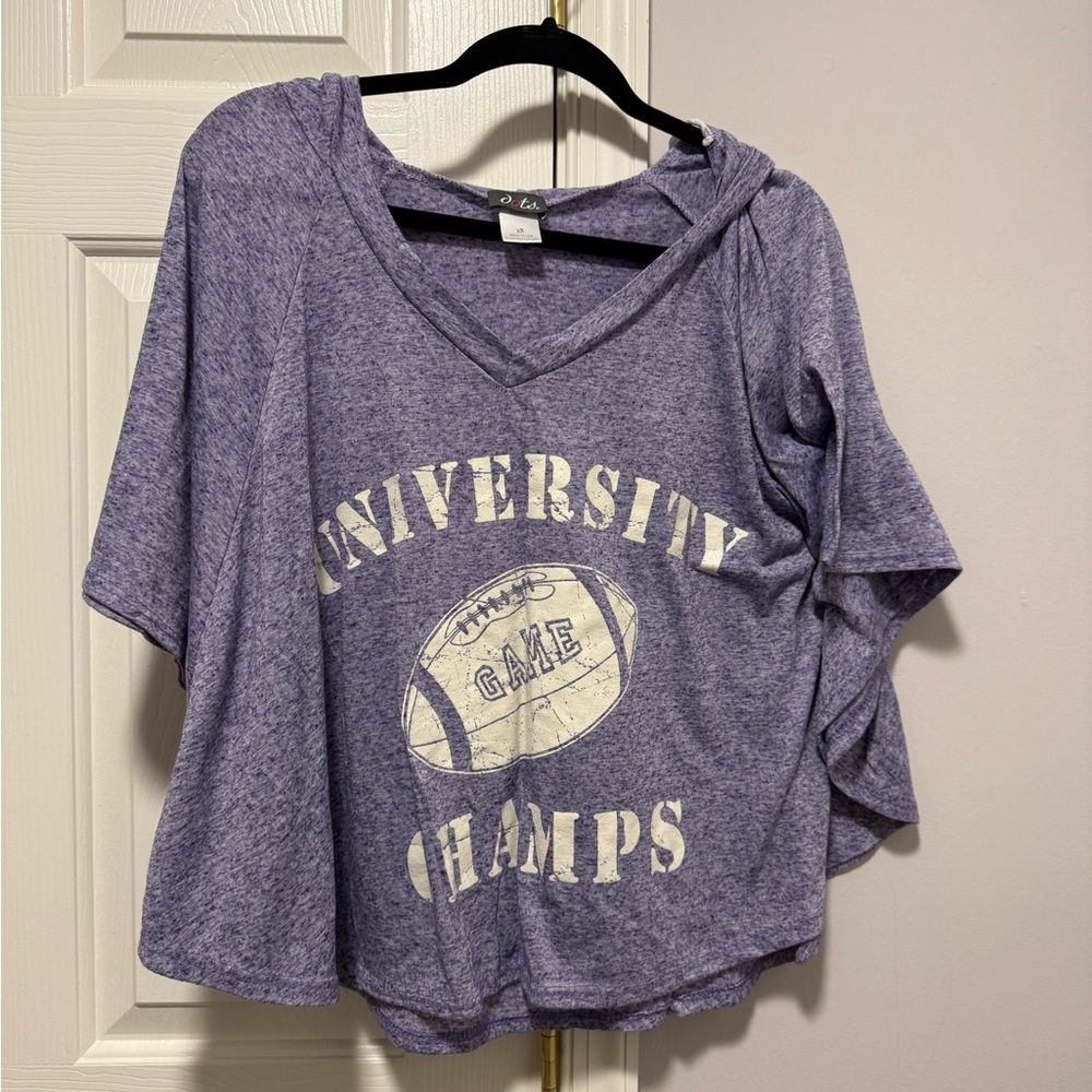 Dots Purple Cuffed Sleeve Sweatshirt with Boxy Relaxed Fit